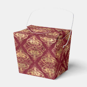 Caja Para Regalos Rojo y dorado damasco vintage