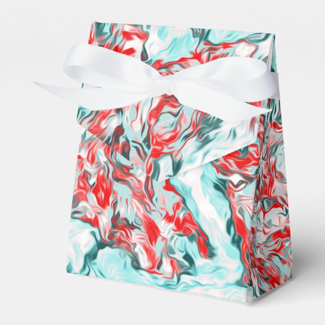 Caja Para Regalos Rojo y Turquesa Abstracto     (Front Side)