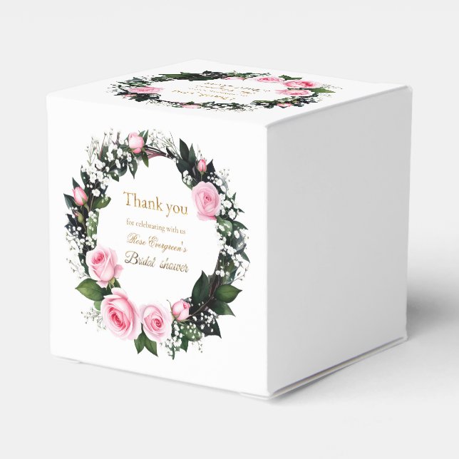Caja Para Regalos Romance ruidoso: ducha rosa rosa rosa de novia Gra (Reverso Costado)