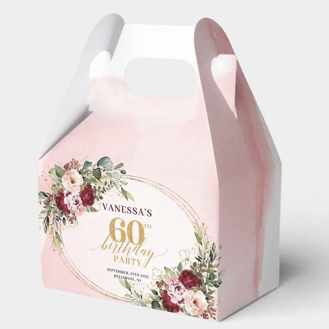 Caja Para Regalos Romantic Boho Blush Gold Floral 60th Birthday  (Romantic Boho Blush Gold Floral 60th Birthday Favor

)