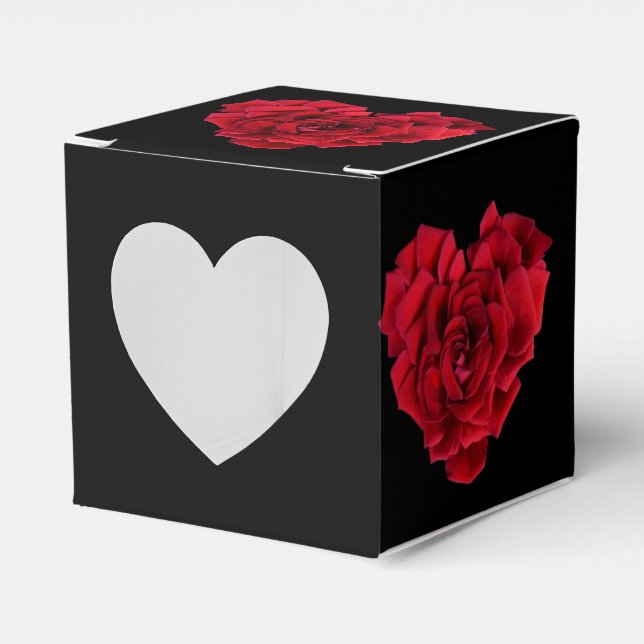 Caja Para Regalos Romantic Red Rose Heart on Black (Anverso)