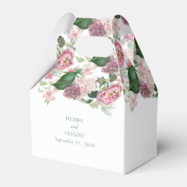 Caja Para Regalos Romántica acuarela Flores rosadas Boda Jardín