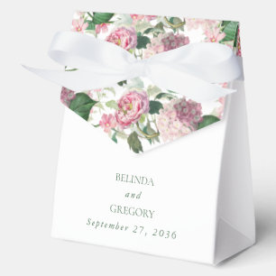 Caja Para Regalos Romántica acuarela Flores rosadas Boda Jardín