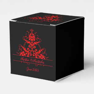 Caja Para Regalos Romántico, Elegante Vintage Rojo Damasco