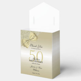 Caja Para Regalos Romántico Oro Bow y Purpurina 50.º Boda