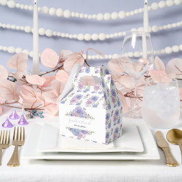 Caja Para Regalos Romántico Polvoriento Azul y Lila Floral Acuarela