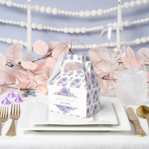 Caja Para Regalos Romántico Polvoriento Azul y Lila Floral Acuarela