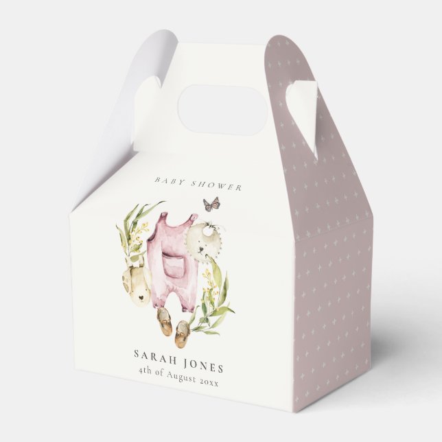 Caja Para Regalos Ropa de Chica de follaje rosa lindo Baby Shower (Front Side)