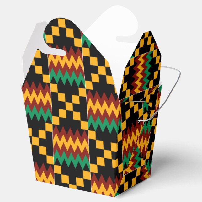 Caja Para Regalos Ropa de Kente negra, verde, roja y amarilla (Abierto)