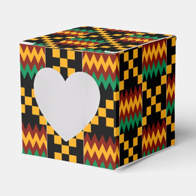 Caja Para Regalos Ropa de Kente negra, verde, roja y amarilla (Anverso)