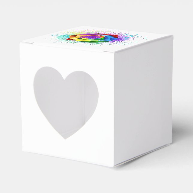 Caja Para Regalos Rosa Arcoíris Colorida (Anverso)
