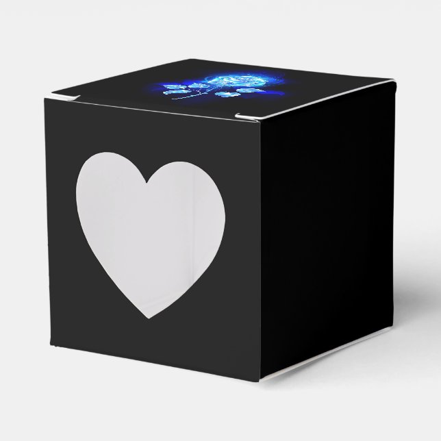 Caja Para Regalos Rosa azul en llamas (Anverso)