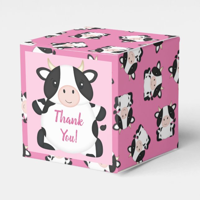 Caja Para Regalos Rosa Baby Shower de vaca (Costado Anverso)