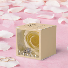 Caja Para Regalos Rosa Blanca, Anillo de Compromiso y Perlas de Boda