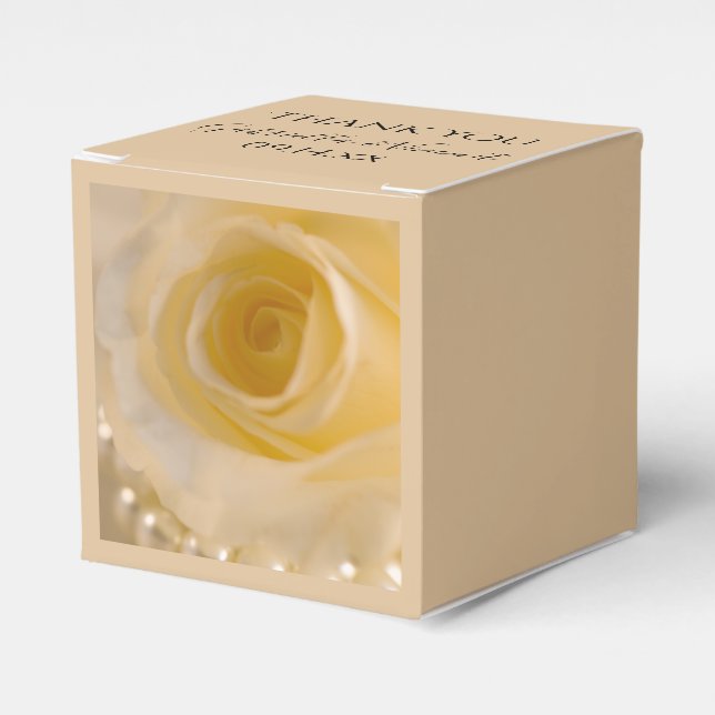 Caja Para Regalos Rosa blanca y Boda de Perlas (Costado Anverso)