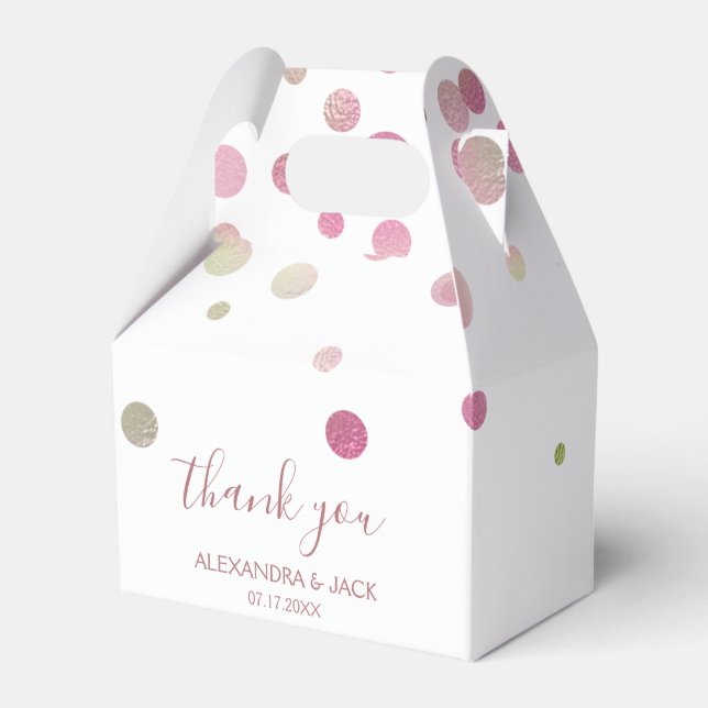 Caja Para Regalos Rosa Boda Rosa  Faux Relieve metalizado Purpurina (Front Side)