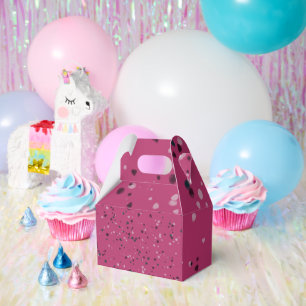Caja Para Regalos Rosa Caliente Con Confetti
