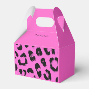 Caja Para Regalos Rosa Caliente y Estampado de Leopardo Negro