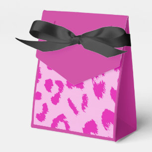 Caja Para Regalos Rosa Caliente y Estampado de Leopardo Negro