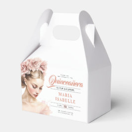Caja Para Regalos Rosa caligrafía rosa dorada Quinceanera Fiesta