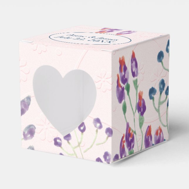 Caja Para Regalos Rosa con relieve con flores (Anverso)