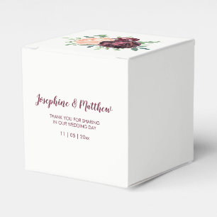 Caja Para Regalos Rosa de Borgoña Peach Peony Boda Floral