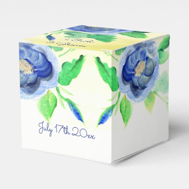 Caja Para Regalos Rosa de color azul oscuro (Costado Anverso)