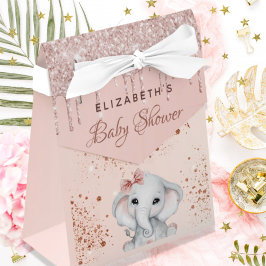 Caja Para Regalos rosa de elefante de Baby Shower purpurina rosa de 