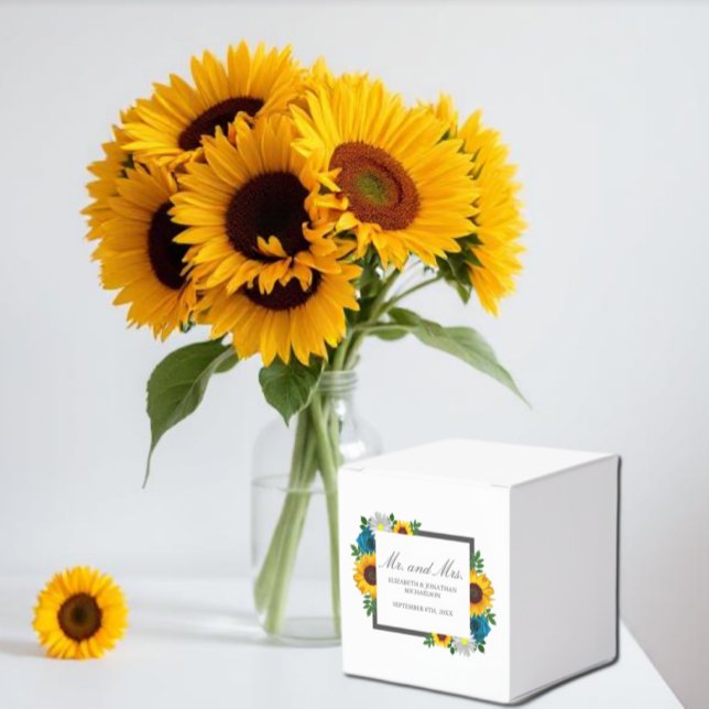 Caja Para Regalos Rosa de girasol Daisy Floral Boda (Subido por el creador)
