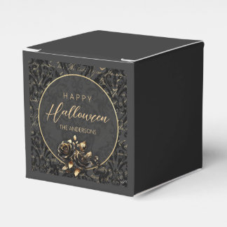 Caja Para Regalos Rosa de oro negro gótico damasco elegante Hallowee