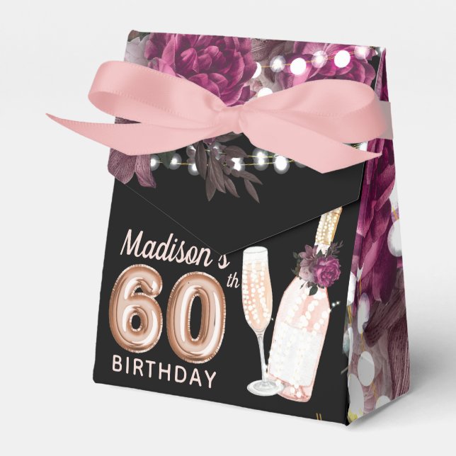 Caja Para Regalos Rosa de vino de lujo 60 Adultos Personalizados (Front Side)