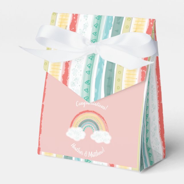 Caja Para Regalos Rosa del arcoiris Baby Shower (Front Side)