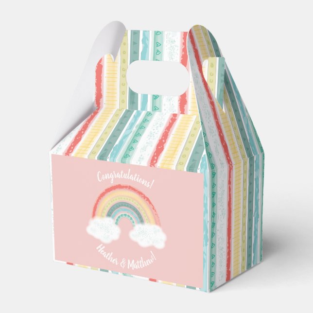 Caja Para Regalos Rosa del arcoiris Baby Shower (Front Side)