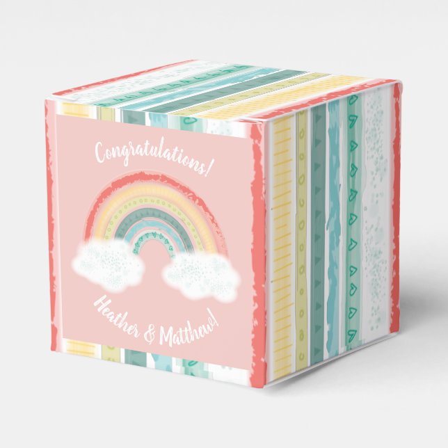 Caja Para Regalos Rosa del arcoiris Baby Shower (Costado Anverso)