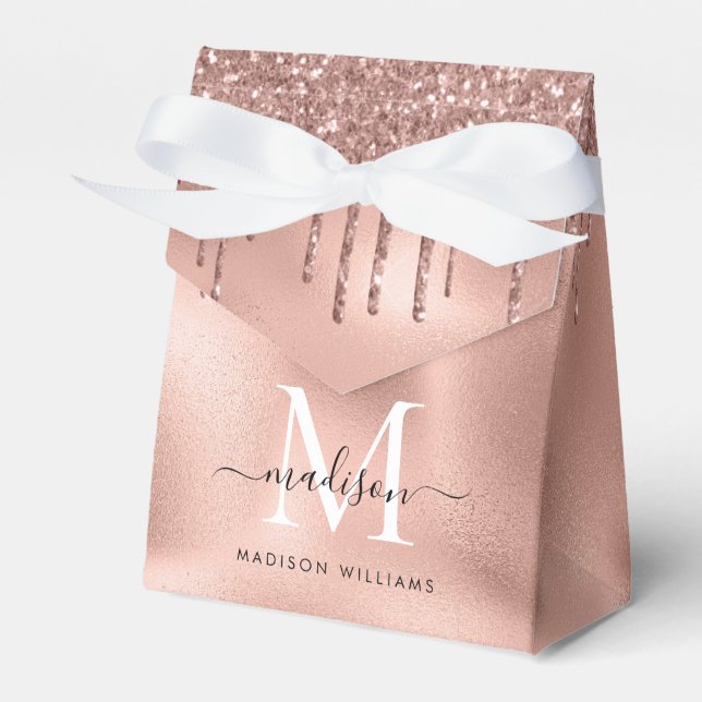 Caja Para Regalos Rosa Dorado Metálico con Brillantina Monograma Got (Front Side)