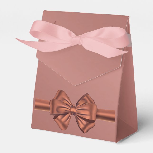 Caja Para Regalos Rosa Dorado Satin Bow - (Front Side)