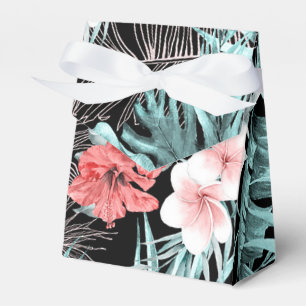 Caja Para Regalos Rosa Dorado Tropical Elegante Botánico Aloha Luau