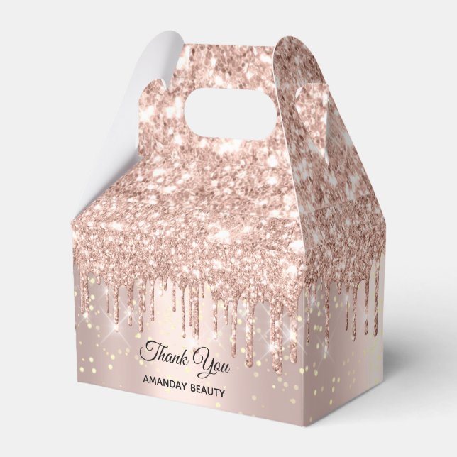 Caja Para Regalos Rosa Drips Purpurina Dulce Boda Bridal Glam (Front Side)