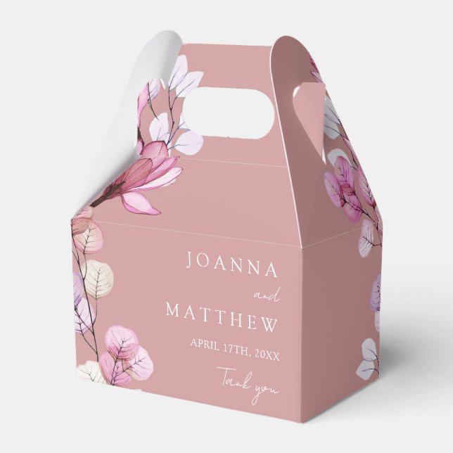Caja Para Regalos Rosa  elegante Boda floral moderno (Reverso)