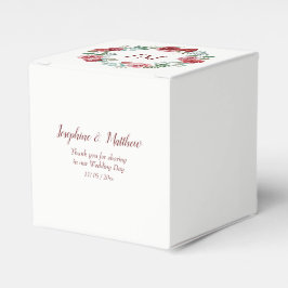 Caja Para Regalos Rosa floral de Borgoña Wreath Monograma Boda