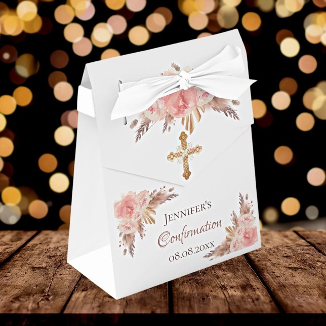 Caja Para Regalos Rosa floral rosa rosa pampas de confirmación (Subido por el creador)
