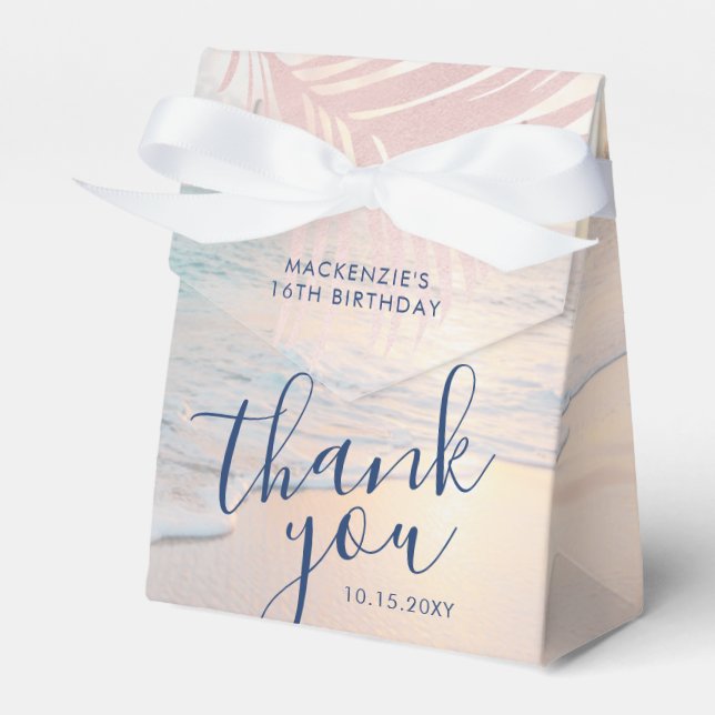 Caja Para Regalos Rosa Gold Pink Beach Birthday Elegant (Front Side)