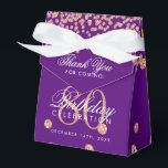 Caja Para Regalos Rosa Gold Purple 80th Birthday Gracias Confetti<br><div class="desc">Elegante "Gracias" 80 cumpleaños Rosa de oro Purpurina Confetti Purple diseño.</div>