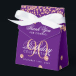 Caja Para Regalos Rosa Gold Purple 90th Birthday Gracias Confetti<br><div class="desc">Elegante "Gracias" 90 cumpleaños Rosa de oro Purpurina Confetti Purple diseño.</div>
