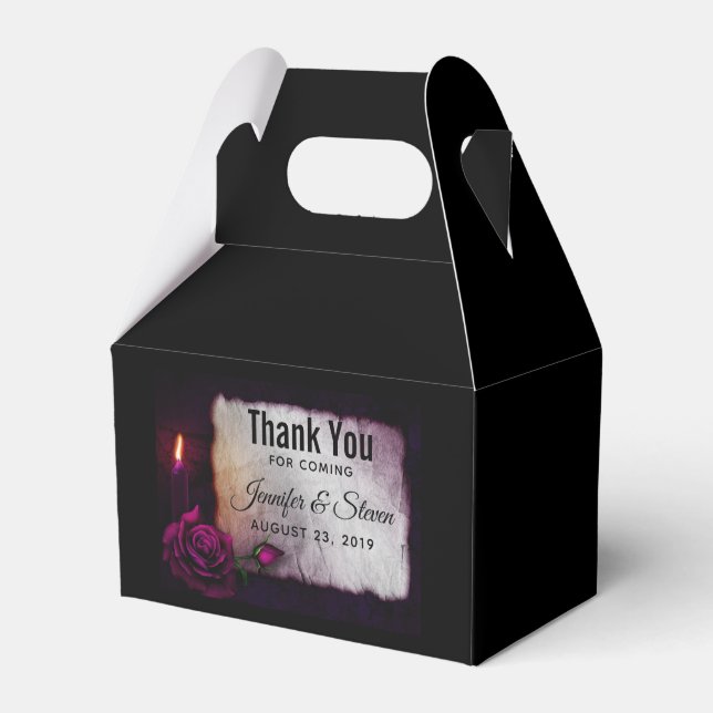 Caja Para Regalos Rosa gótico, Boda de velas y pergamino (Front Side)