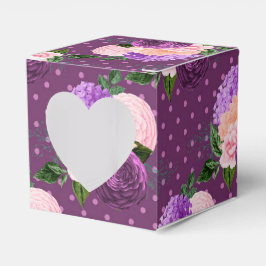 Caja Para Regalos Rosa melocotón y floral lavanda púrpura