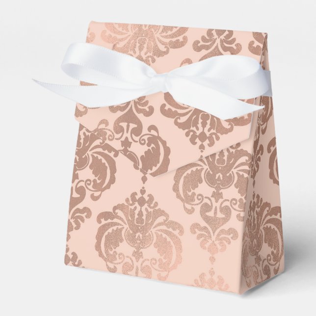 Caja Para Regalos Rosa Oro Rubor Rosa Moderno Glam Damask (Front Side)