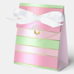 Caja Para Regalos Rosa Pastel Elegante y Rayado de Verde