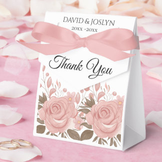Caja Para Regalos Rosa Personalizado Floral Aniversario de Bodas núm