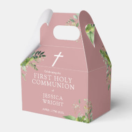 Caja Para Regalos Rosa Polvoriento Verde Primer Comunion